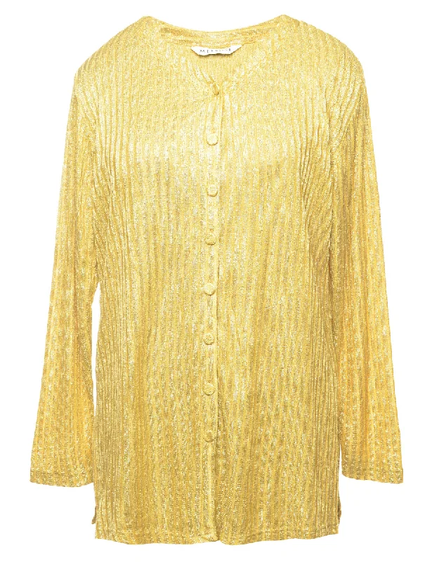Striped Lurex Cardigan - L Satin Blend Silk Blend Wool Blend