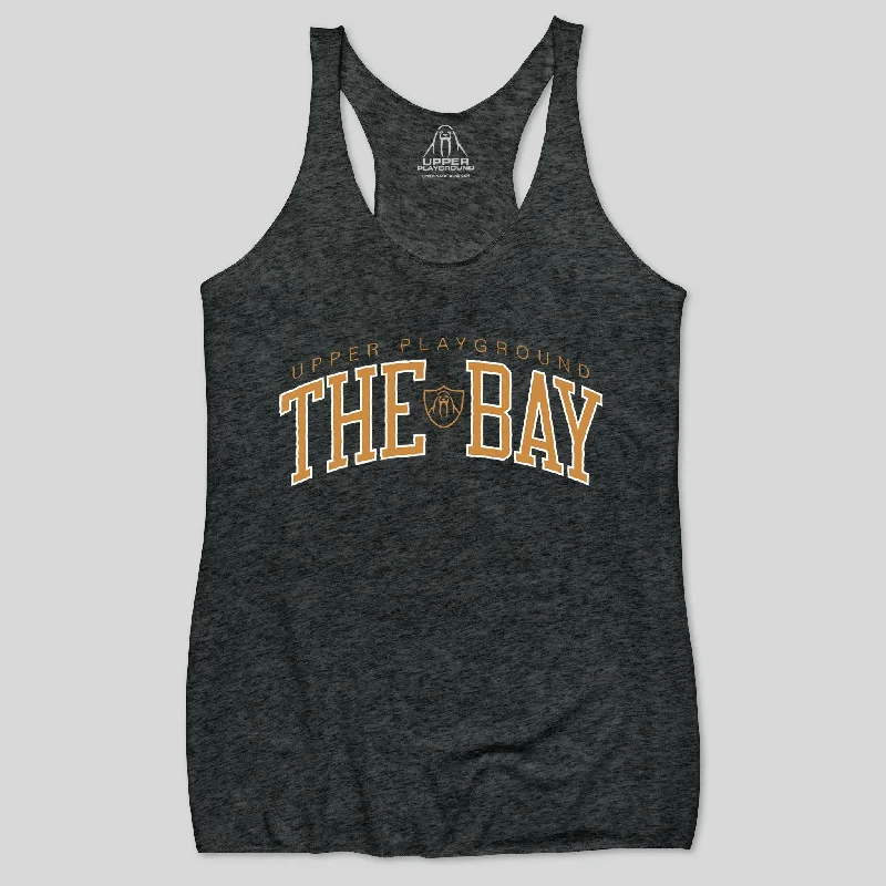 THE BAY IN SF ORANGE WOMEN'S RACERBACK TANK slim fit tank