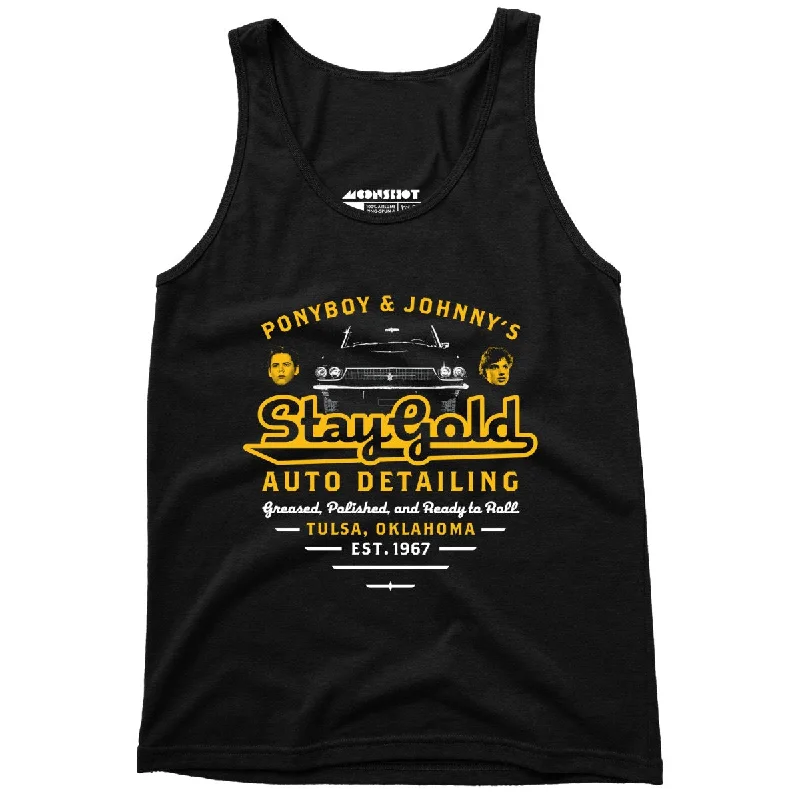 Ponyboy & Johnny's Stay Gold Auto Detailing - Unisex Tank Top fitness tank top