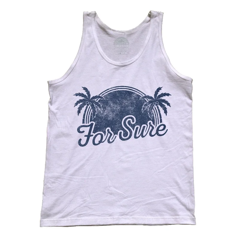 Unisex For Sure Tank Top - LA California Beach Vacation Palm Trees navy tank top