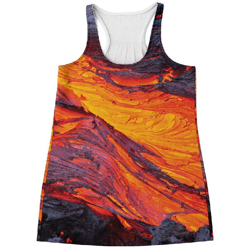 Volcano Lava Print Women's Racerback Tank Top charcoal tank top