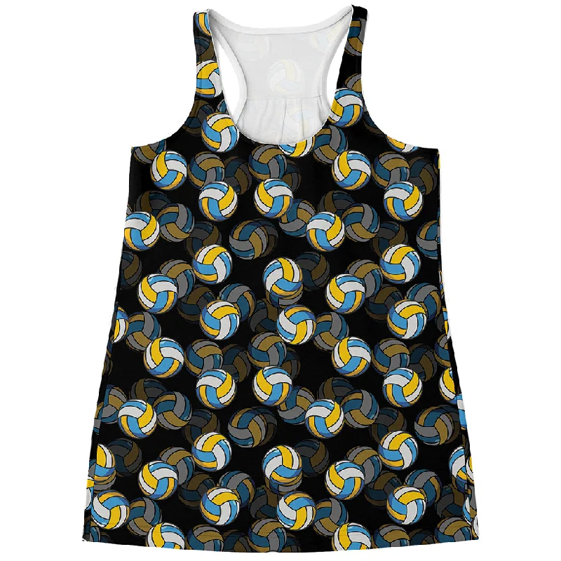 Volleyball Pattern Print Women's Racerback Tank Top grey tank top
