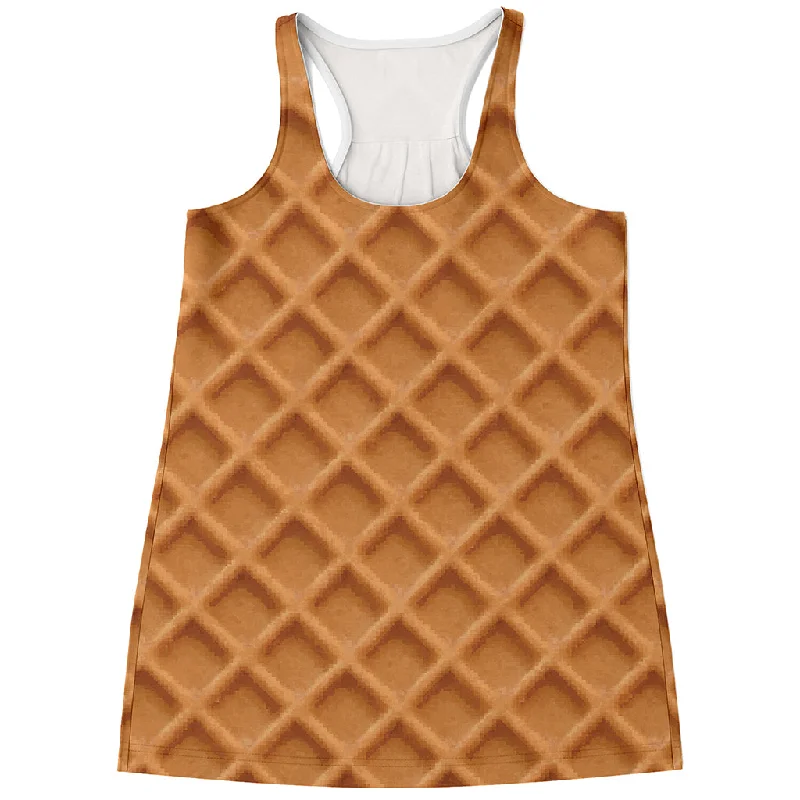Waffle Pattern Print Women's Racerback Tank Top vibrant tank top