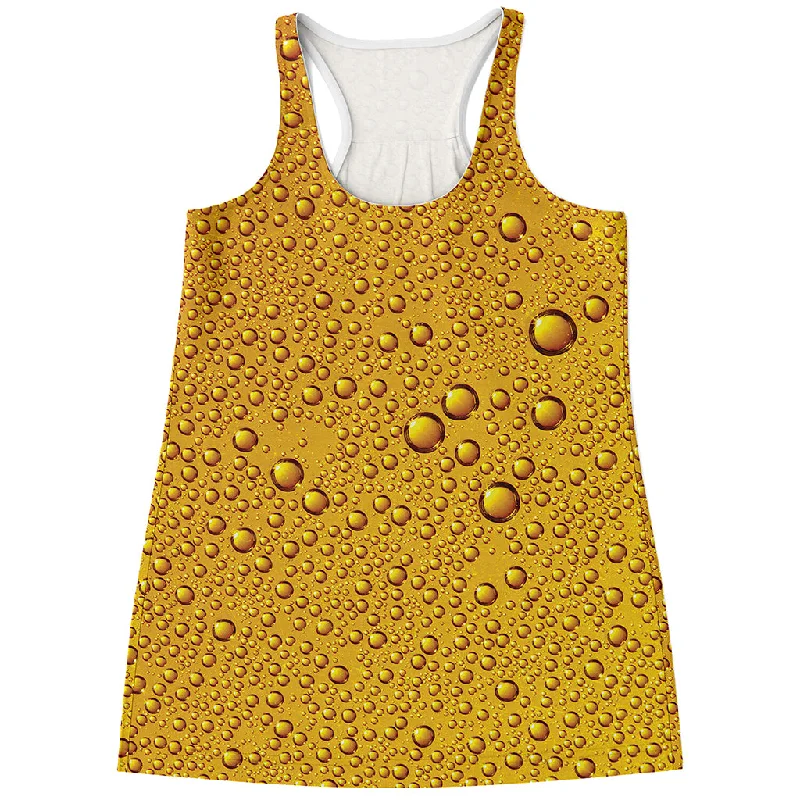 Water Drops On Beer Print Women's Racerback Tank Top striped tank top