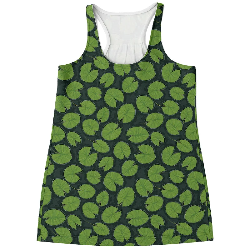 Water Lily Pads Pattern Print Women's Racerback Tank Top cozy tank top