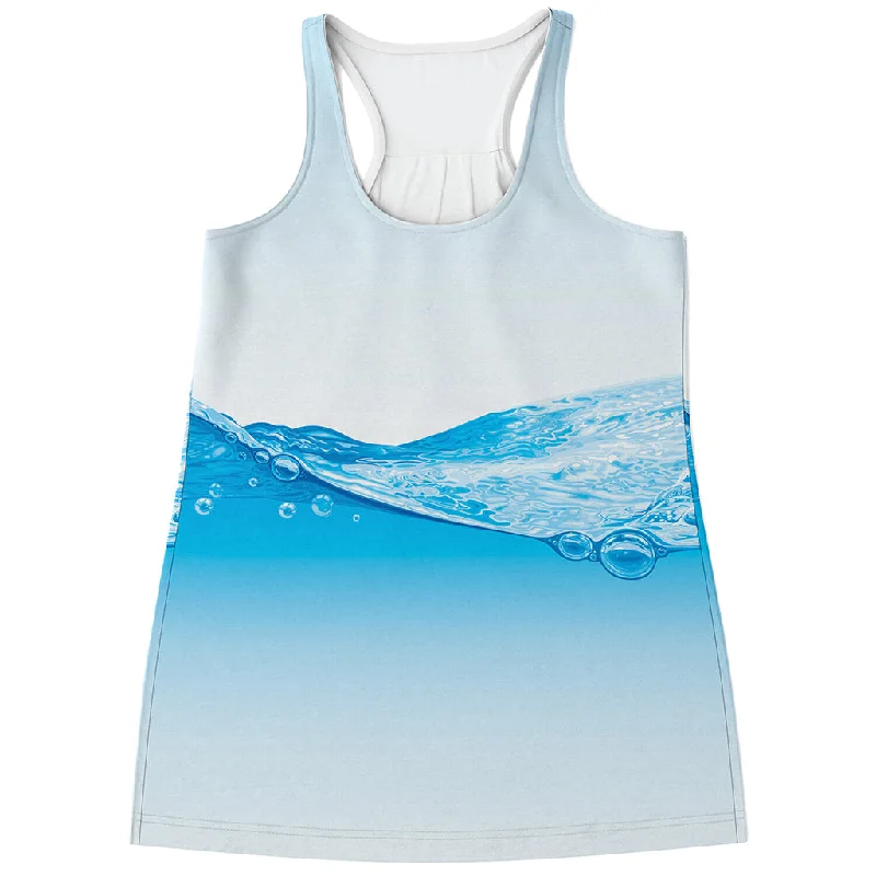 Water Wave Print Women's Racerback Tank Top layering tank top