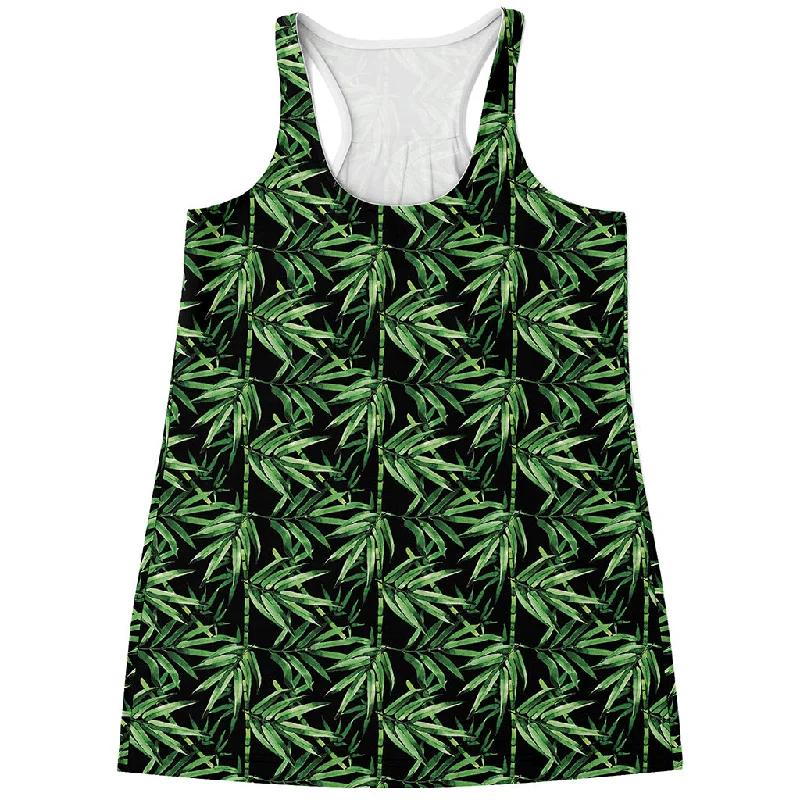 Watercolor Bamboo Pattern Print Women's Racerback Tank Top v-neck tank top