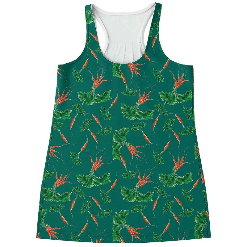 Watercolor Carrot Pattern Print Women's Racerback Tank Top lavender tank top