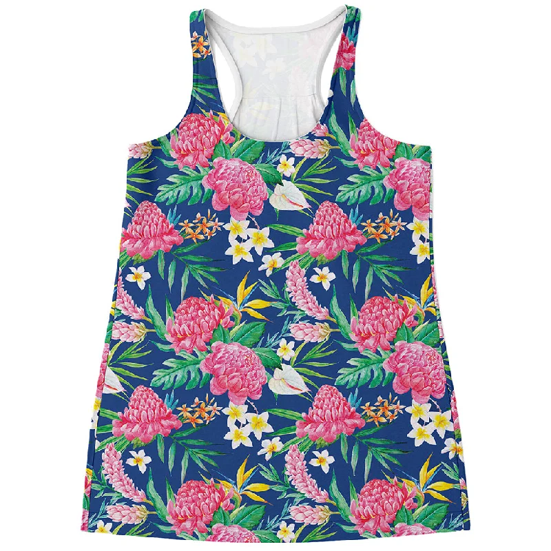 Watercolor Chrysanthemum Pattern Print Women's Racerback Tank Top cozy tank top
