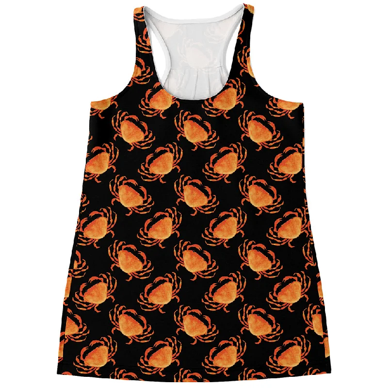 Watercolor Crab Pattern Print Women's Racerback Tank Top graphic tank top