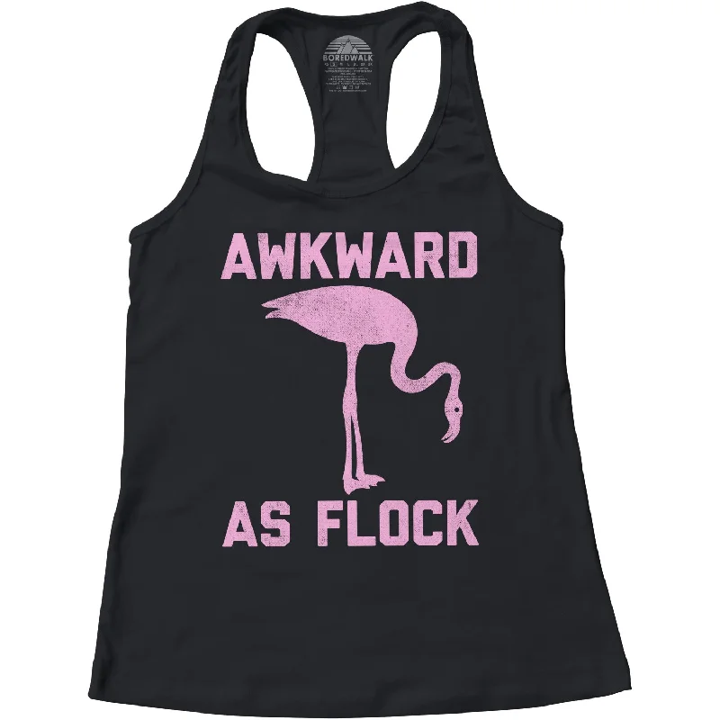 Women's Awkward as Flock Flamingo Racerback Tank Top bold tank top