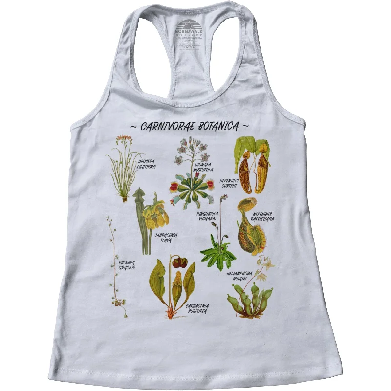 Women's Carnivorae Botanica Carnivorous Plants Botanical Chart Racerback Tank Top turquoise tank top