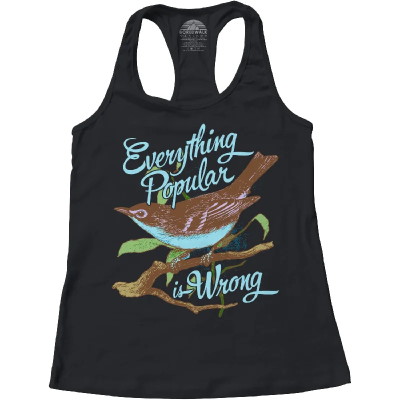 Women's Everything Popular is Wrong Bird Racerback Tank Top black tank top