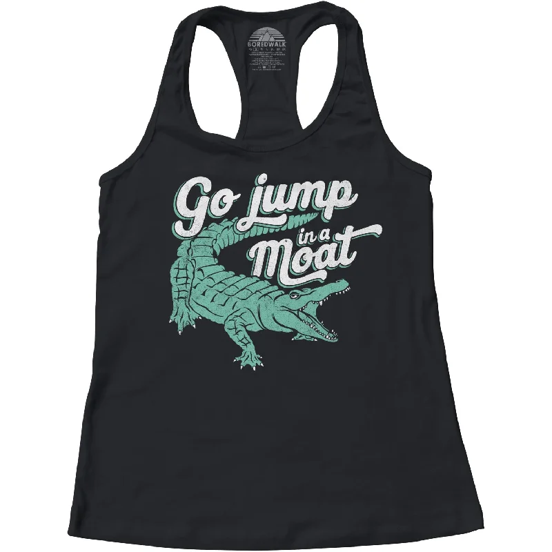 Women's Go Jump in a Moat Alligator Racerback Tank Top crossback tank top