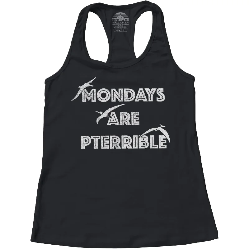 Women's Mondays Are Pterrible Racerback Tank Top high neck tank