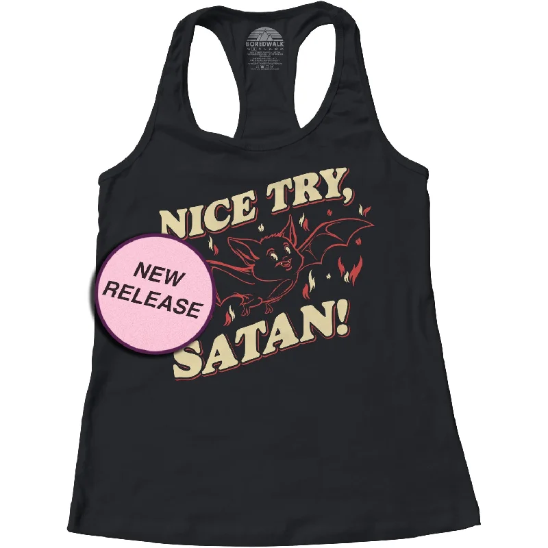 Women's Nice Try Satan Racerback Tank Top adorable tank top