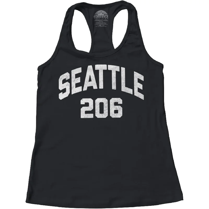 Women's Seattle 206 Area Code Racerback Tank Top striped tank top