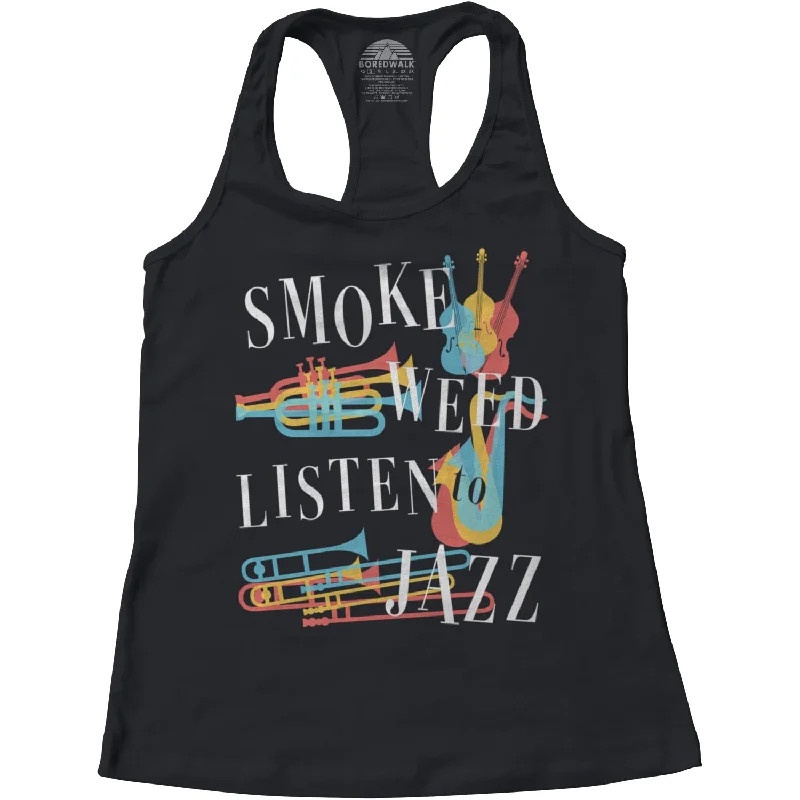 Women's Smoke Weed Listen to Jazz Racerback Tank Top v-neck tank top