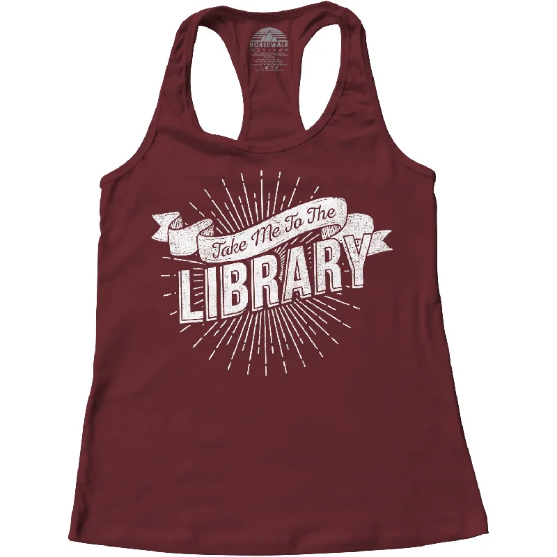 Women's Take Me To The Library Racerback Tank Top sheer tank top