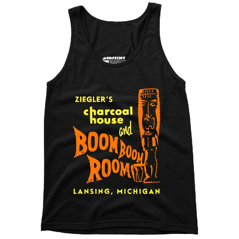 Ziegler's Charcoal House & Boom Boom Room - Lansing, MI - Vintage Tiki Bar - Unisex Tank Top seamless tank top