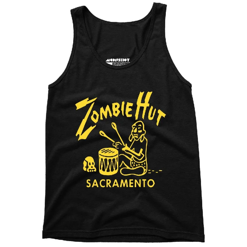 Zombie Hut - Sacramento, CA - Vintage Tiki Bar - Unisex Tank Top white tank top
